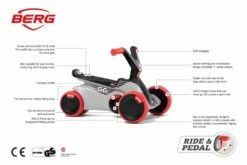 BERG GO² Retro Green Andador Evolutivo A Coche De Pedales -Berg andador evolutivo pedales plegables coche correpasillo BERG go2 sparx red caracteristicas tecnicas ad l